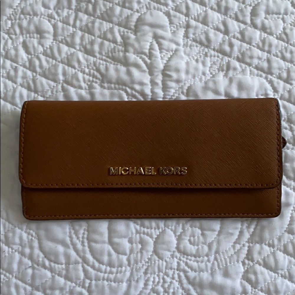 Michael Kors Camel Button Snap Wallet
